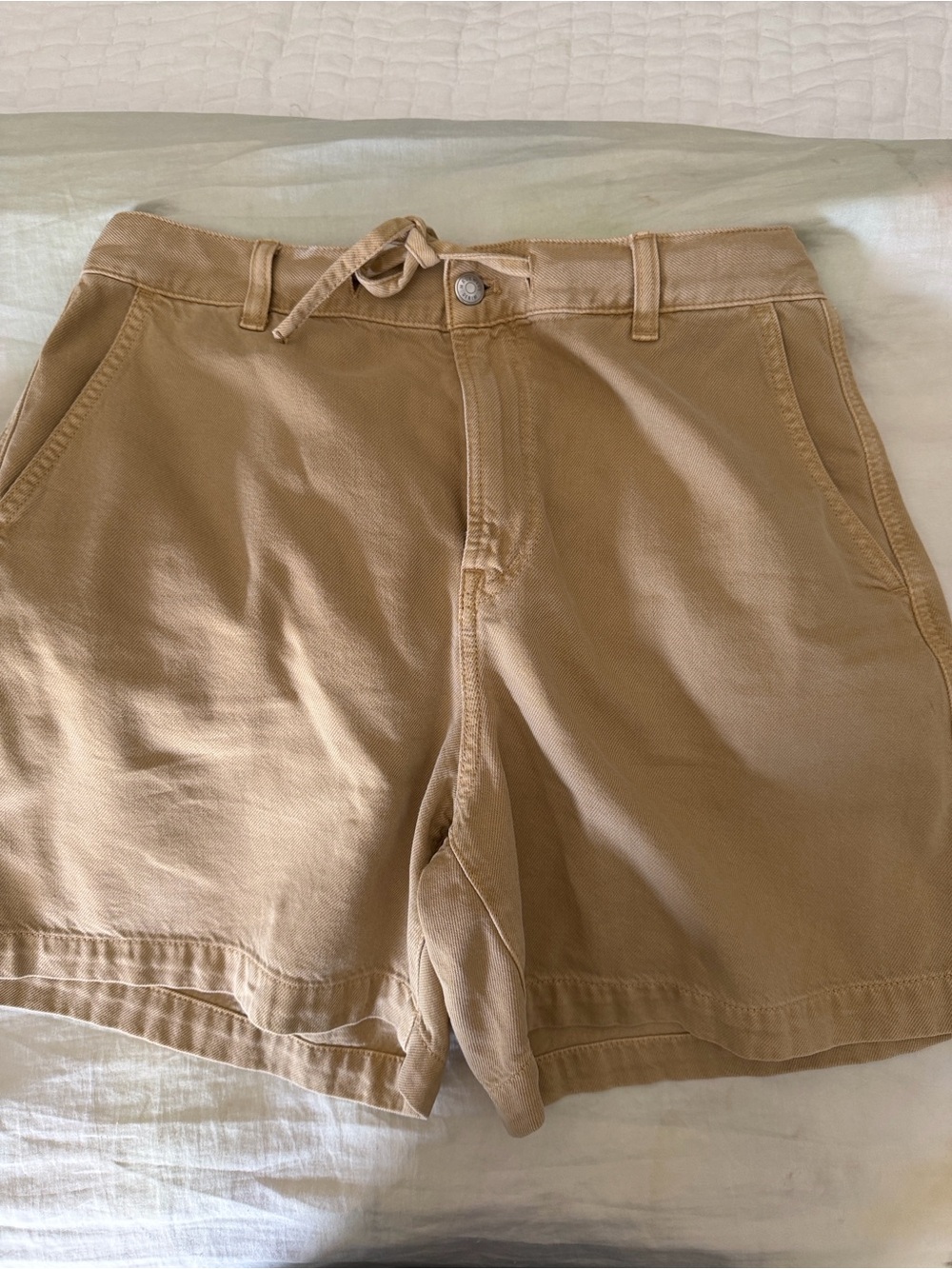 Madewell Drawstring Shorts in Tan - Picture 2 of 3